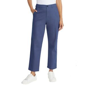 G.H. Bass & Co. Ladies' Cotton Chino Ankle Pant Blue NWT Straight Leg Midrise